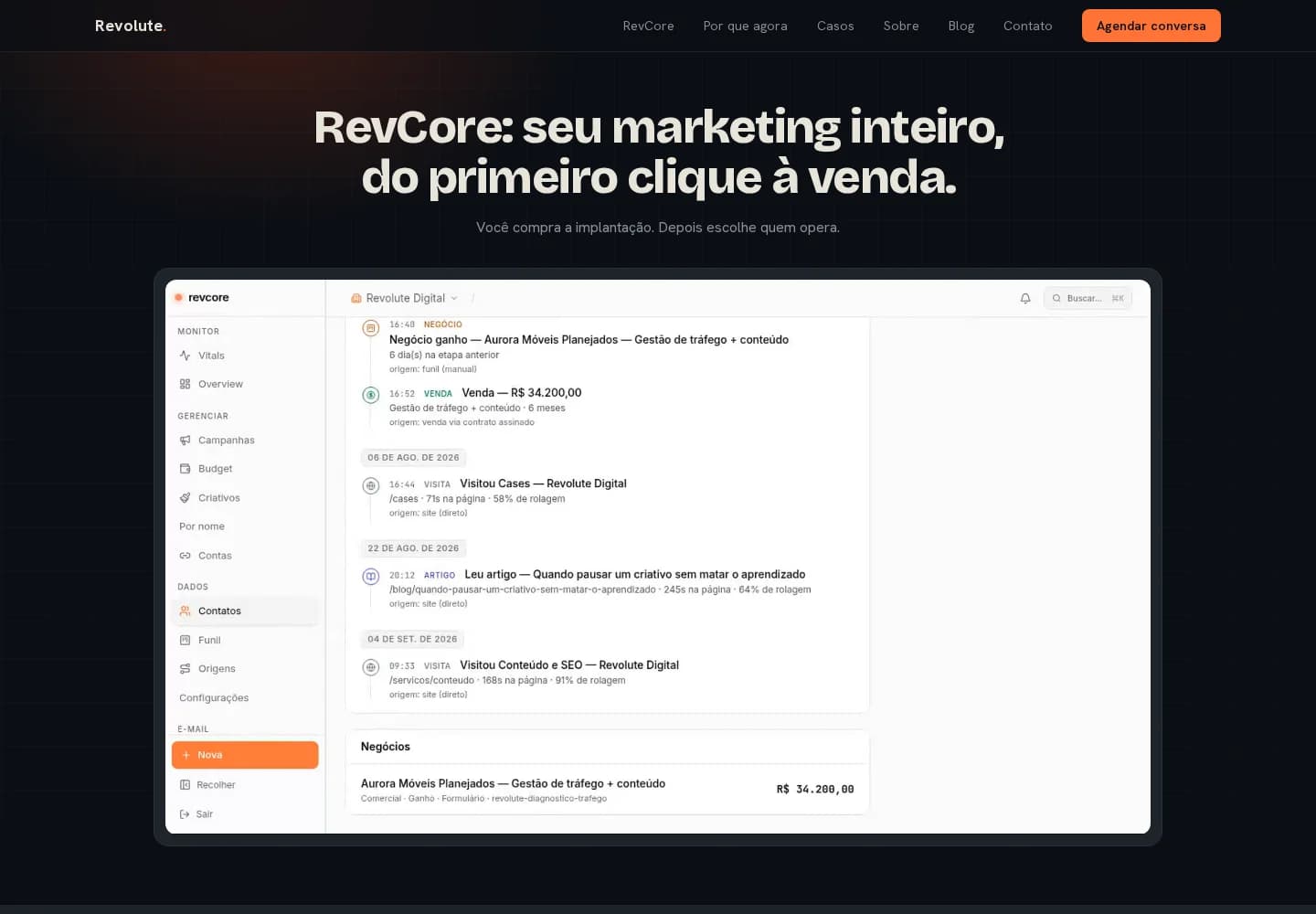 Site da Revolute Digital, desenvolvido pela própria equipe.